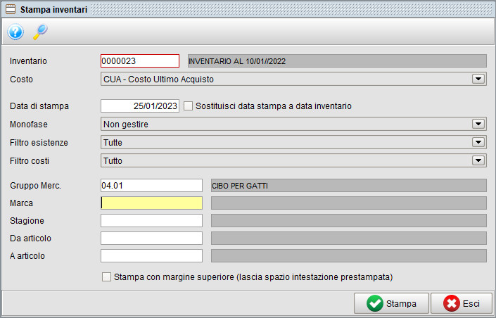 Stampa inventari con il software gestionale Atlantis Evo