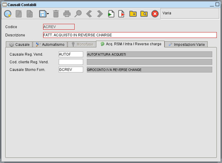 Causale contabile reverse charge impostazioni per registrazioni automatiche » Manuale Software gestionale Atlantis Evo Causale contabile reverse charge impostazioni per registrazioni automatiche » Manuale Software gestionale Atlantis Evo