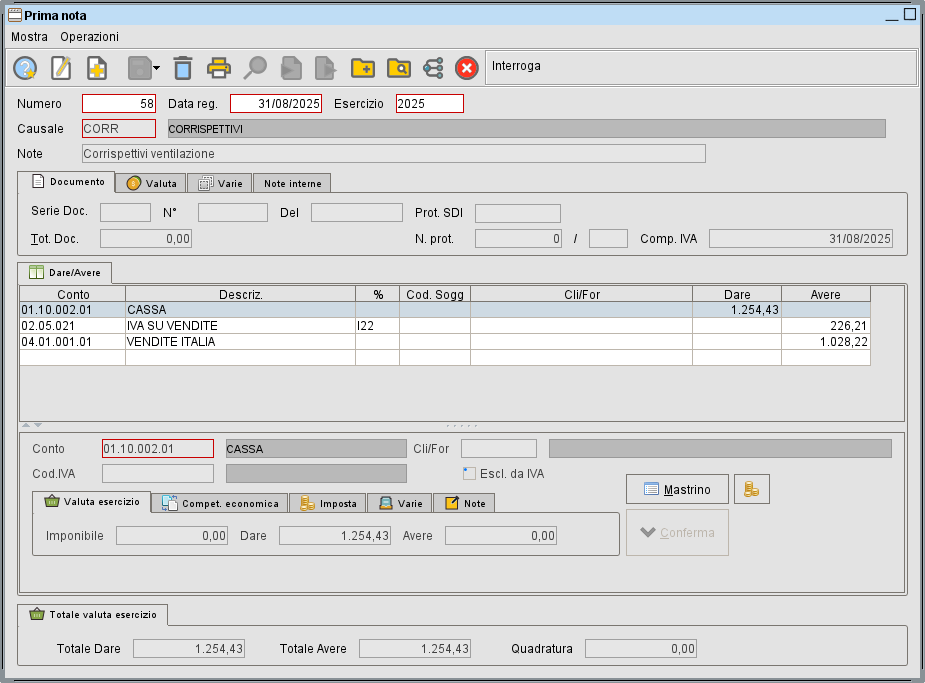 reg contabile ventilazione &raquo; Manuale Software gestionale Atlantis Evo