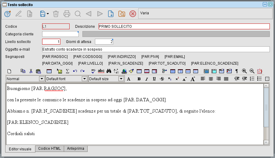 Testi solleciti