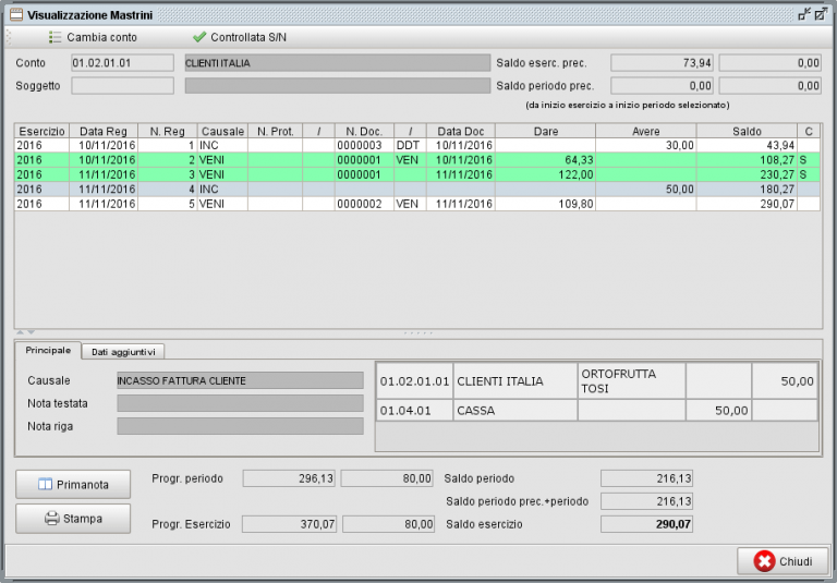Funzione del controllo registrazione nei mastrini contabili - software gestionale Atlantis Evo
