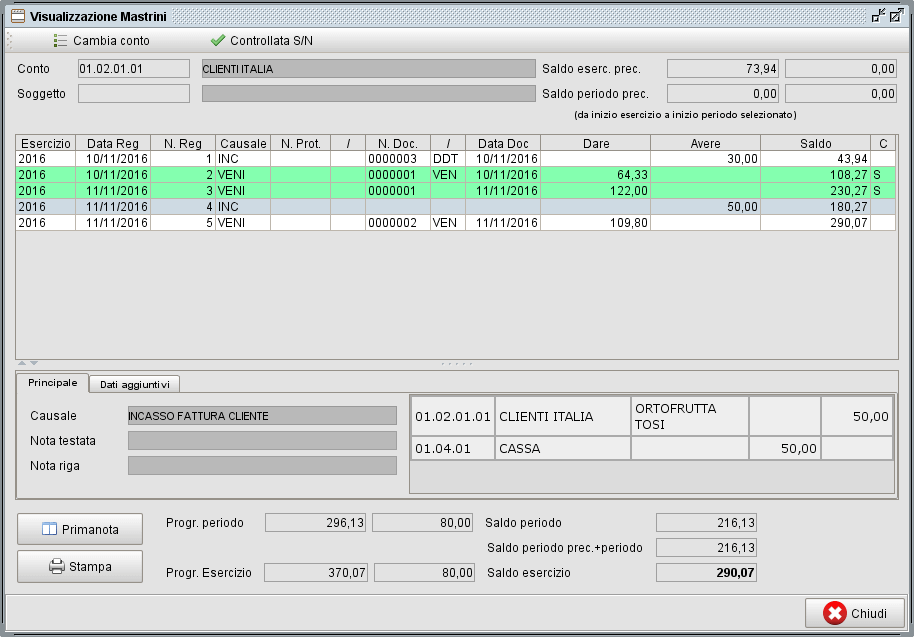 Funzione del controllo registrazione nei mastrini contabili