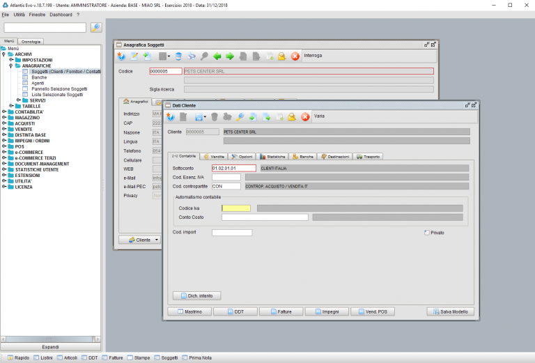 Software gestionale per San Marino Anagrafica cliente gestionale Atlantis Evo