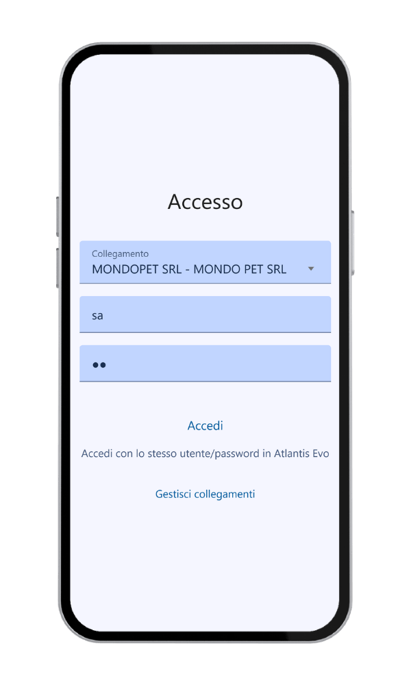 Accesso app Atlantis Evo
