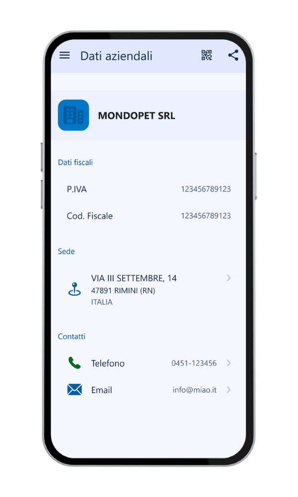 Dati azienda app Atlantis Evo