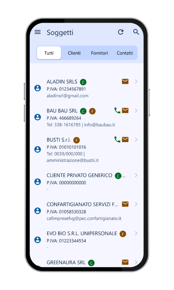 Elenco soggetti app Atlantis Evo